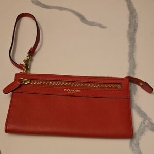 Coach Red Leather Clutch Wristlet